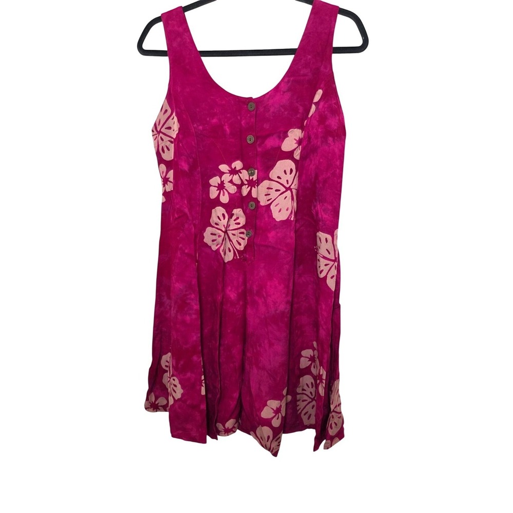 Young Fashion Women's S Pink Honolulu Cute‎ Floral Button Front Hawaiian Dress